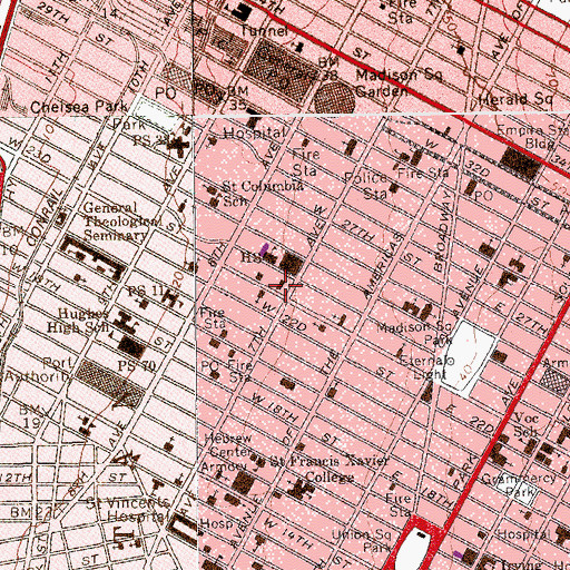 Topographic Map of Muhlenberg Branch New York Public Library, NY