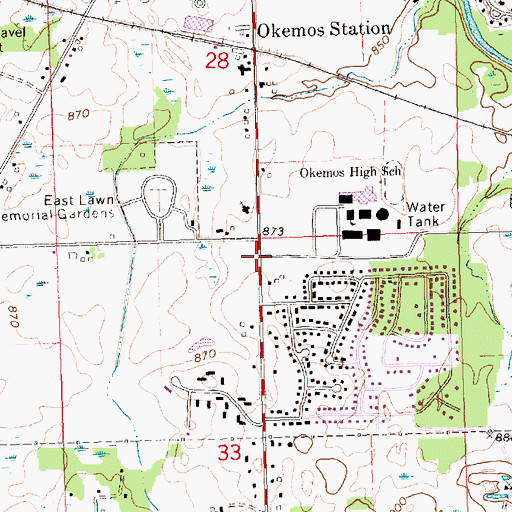 Topographic Map of Chippewa Middle School, MI