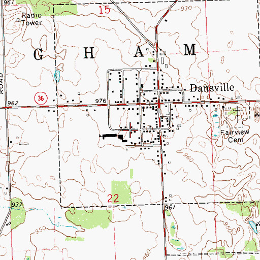 Topographic Map of Dansville Elementary School, MI