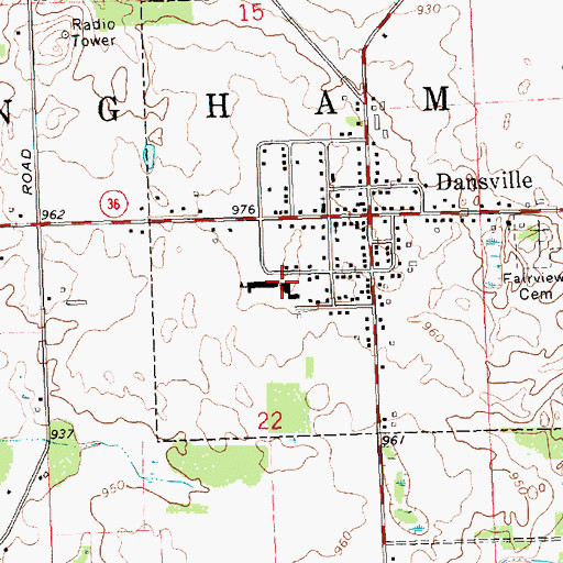 Topographic Map of Dansville Middle School, MI