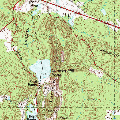 Topographic Map of Lantern Hill, CT