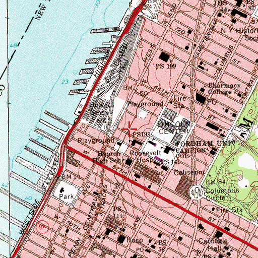Topographic Map of Beacon School, NY