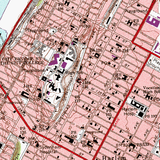 Topographic Map of Bread and Roses Integrated Arts High School, NY
