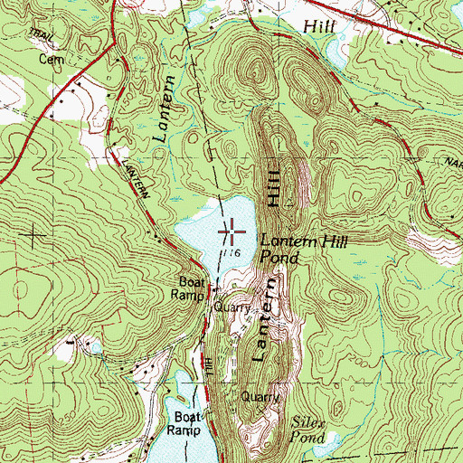 Topographic Map of Lantern Hill Pond, CT