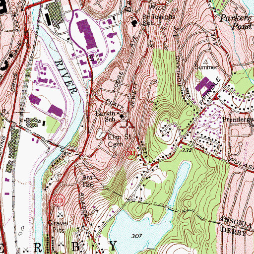 Topographic Map of Larkin School, CT
