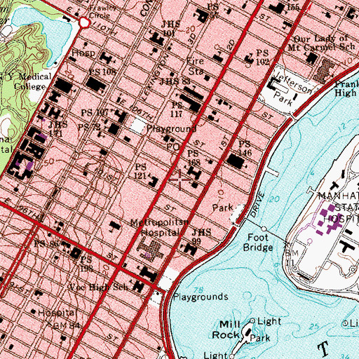 Topographic Map of East Harlem School at Exodus House, NY