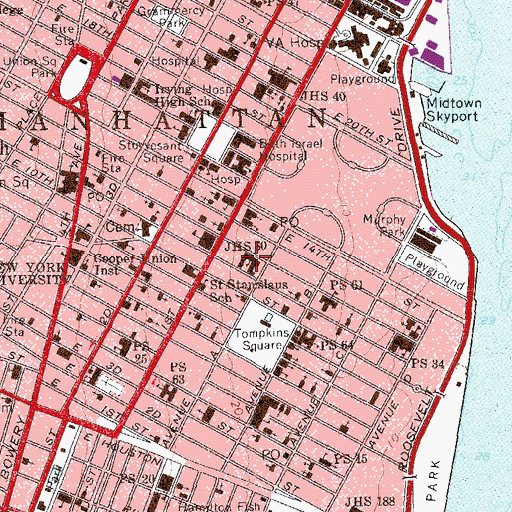 Topographic Map of M450 East Side Community High School, NY
