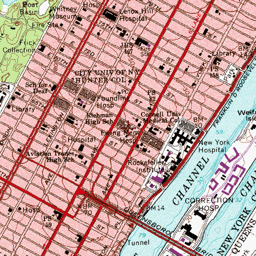 Topographic Map of Ella Baker School, NY