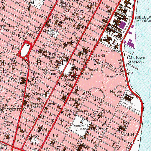 Topographic Map of Health Professions and Human Services High School, NY