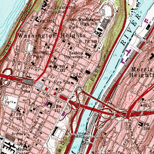 Topographic Map of JHS 143 Eleanor Roosevelt, NY