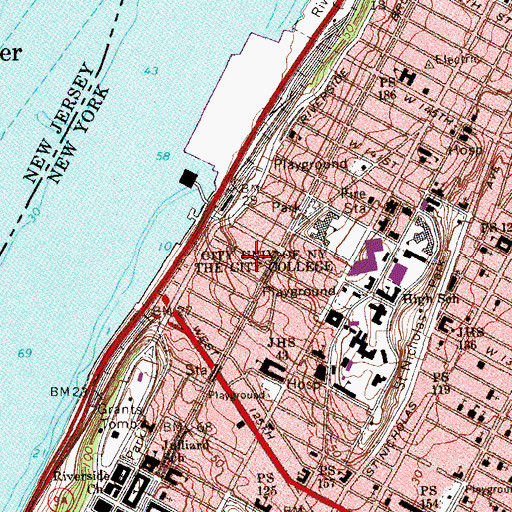 Topographic Map of Intermediate School 195, NY