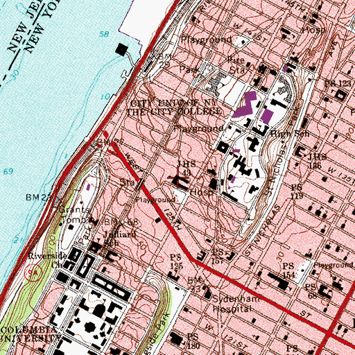 Topographic Map of Intermediate School 286, NY