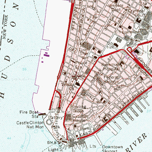 Topographic Map of Economics and Finance High School, NY
