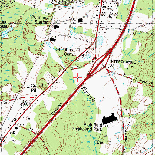 Topographic Map of Lathrop Brook, CT