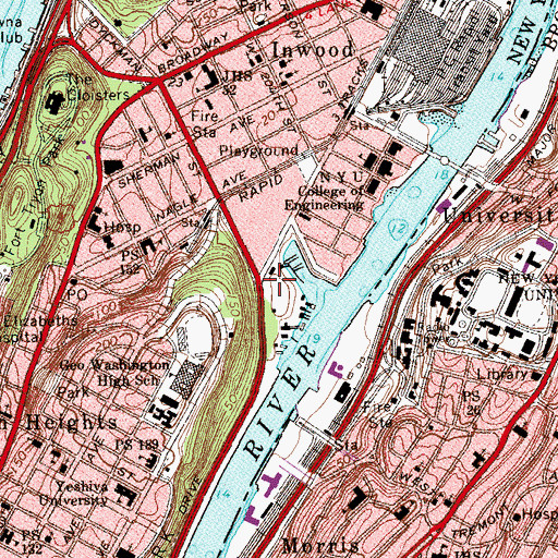 Topographic Map of Public School 5, NY
