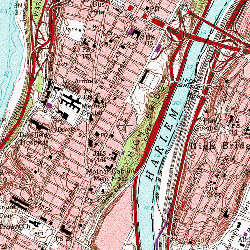 Topographic Map of Public School 8, NY