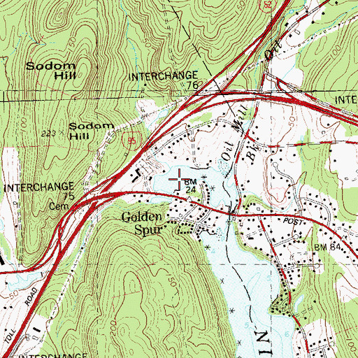 Topographic Map of Latimer Brook, CT