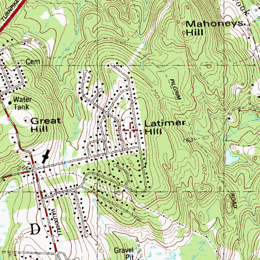 Topographic Map of Latimer Hill, CT