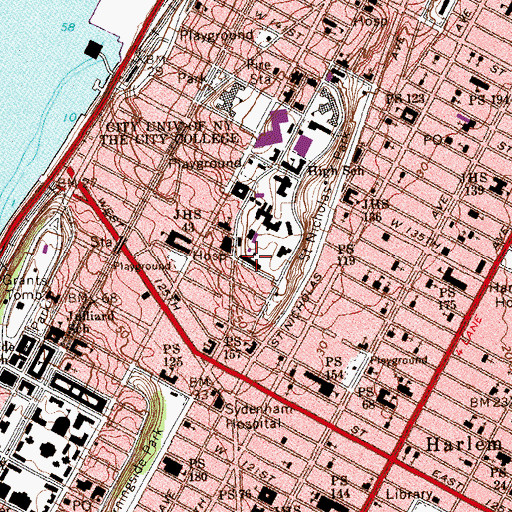 Topographic Map of Public School 129, NY