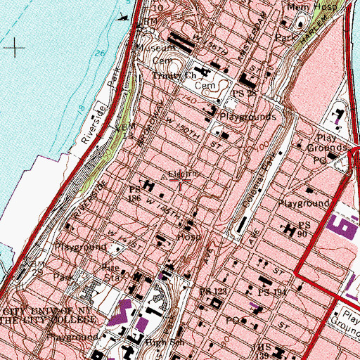 Topographic Map of Public School 153, NY