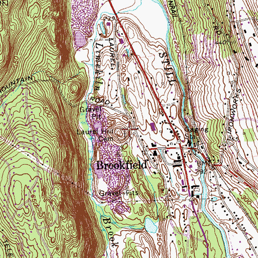 Topographic Map of Laure Hill Cemetery, CT