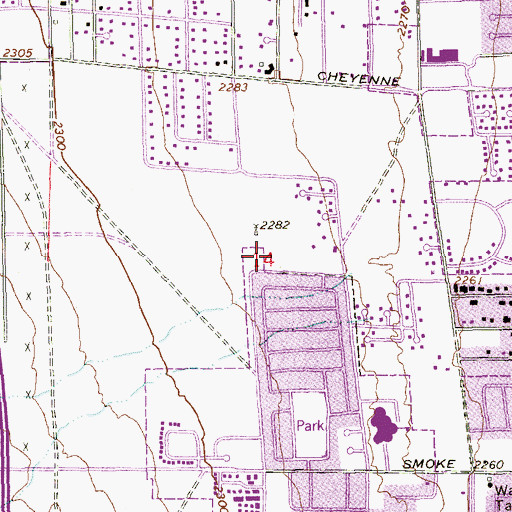 Topographic Map of Berkeley L Bunker Elementary School, NV