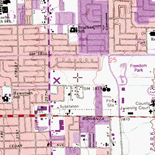 Topographic Map of Arturo Cambeiro Elementary School, NV