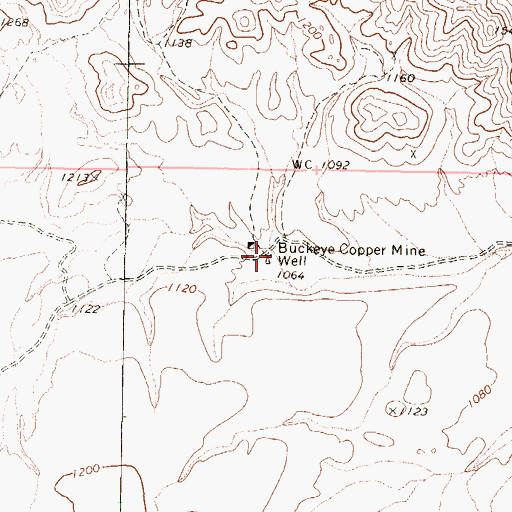 Topographic Map of Buckeye Copper Mine, AZ