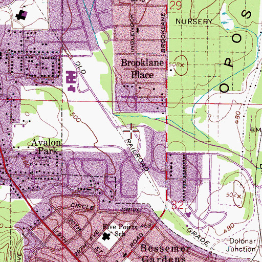 Topographic Map of Hueytown Baptist Church, AL