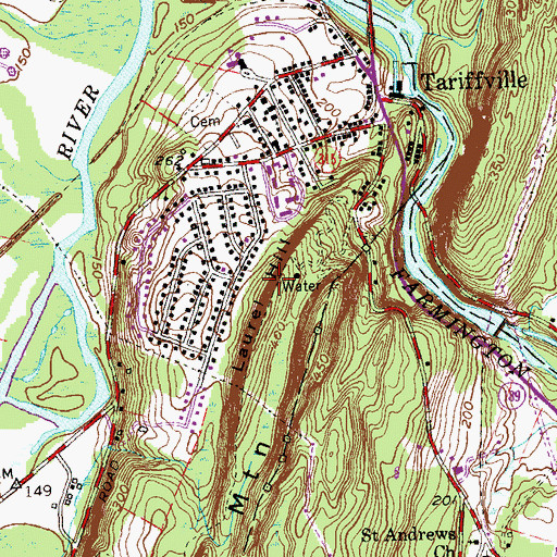 Topographic Map of Laurel Hill, CT