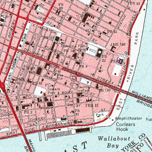 Topographic Map of Manhattan Fire Station, NY