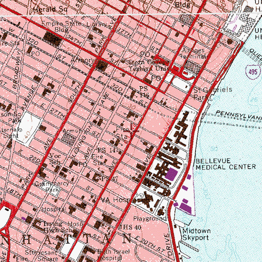 Topographic Map of Fire Department New York Engine Company 16 Ladder 7, NY