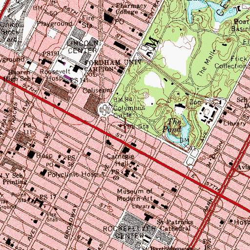 Topographic Map of Fire Department New York Engine 23, NY