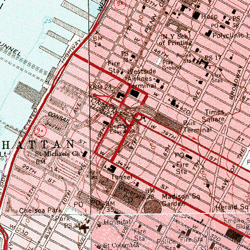 Topographic Map of New York Fire Department Engine 34 Ladder 21, NY