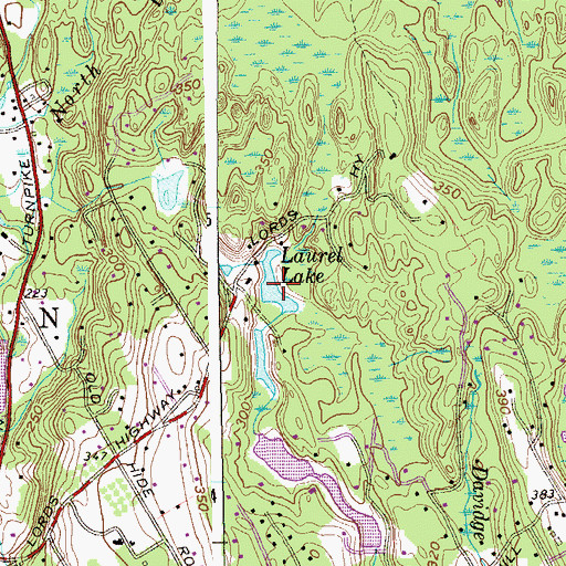 Topographic Map of Laurel Lake, CT