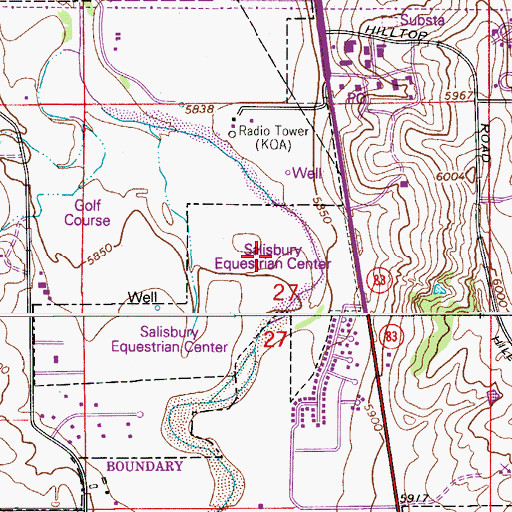 Topographic Map of Salisbury Equestrian Center, CO