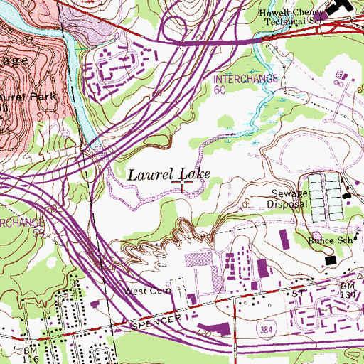 Topographic Map of Laurel Lake, CT