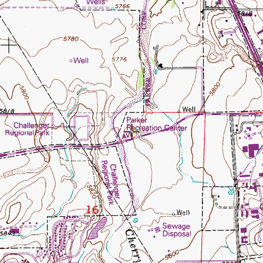 Topographic Map of Parker Recreation Center, CO