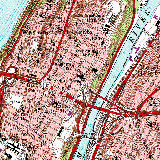 Topographic Map of Fire Department New York Engine 93 Ladder 45 Battalion 13, NY