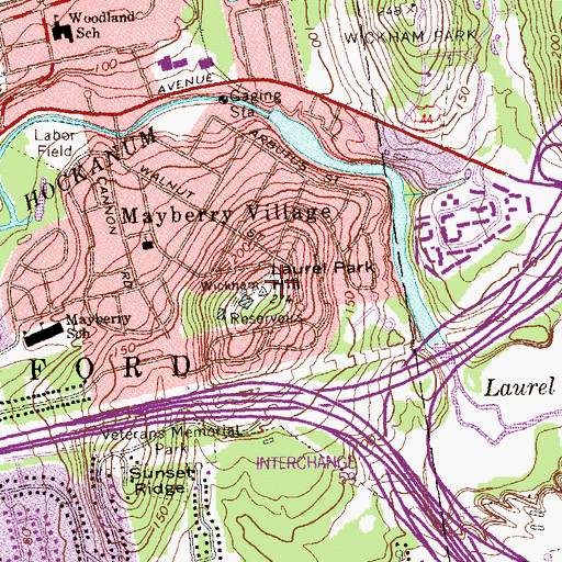 Topographic Map of Laurel Park Hill, CT