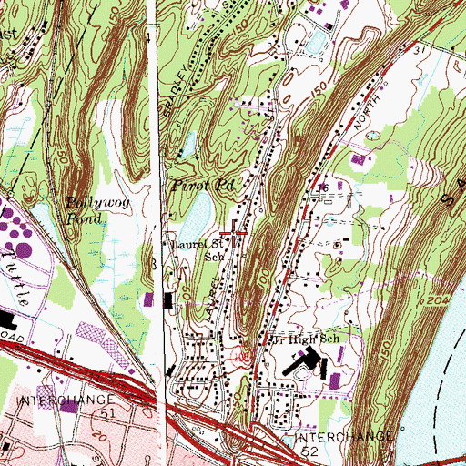 Topographic Map of Laurel Street School, CT