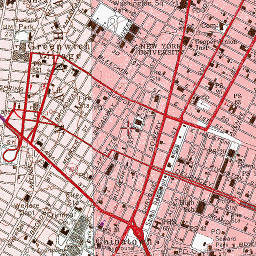 Topographic Map of New York Fire Department Ladder 20 Division 1 Rescue 6, NY
