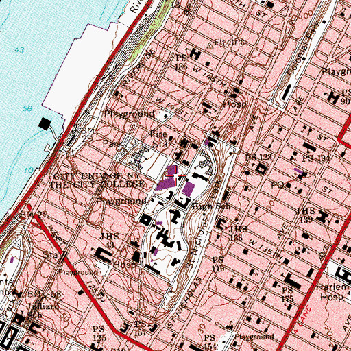 Topographic Map of Lewisohn Stadium (historical), NY