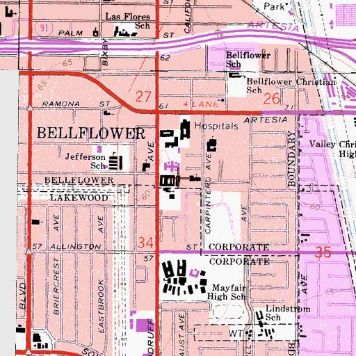Topographic Map of Bethel Grace Baptist Church, CA