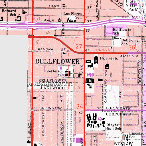 Topographic Map of Rosewood Christian Reformed Church, CA