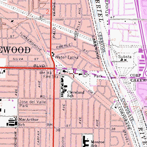 Topographic Map of Church of Christ, CA