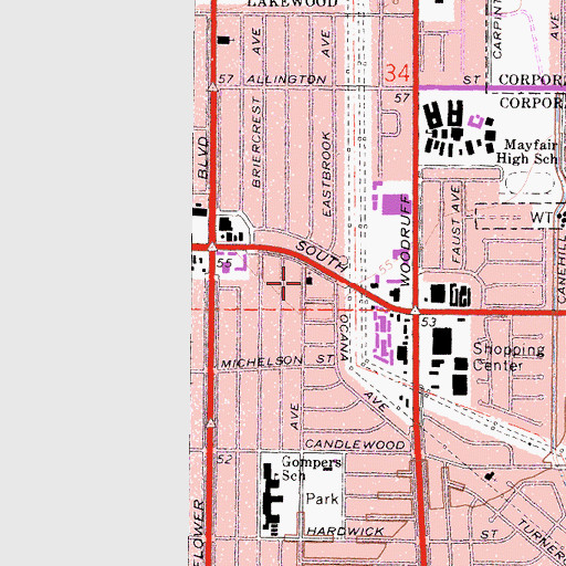 Topographic Map of Trinity United Methodist Church, CA