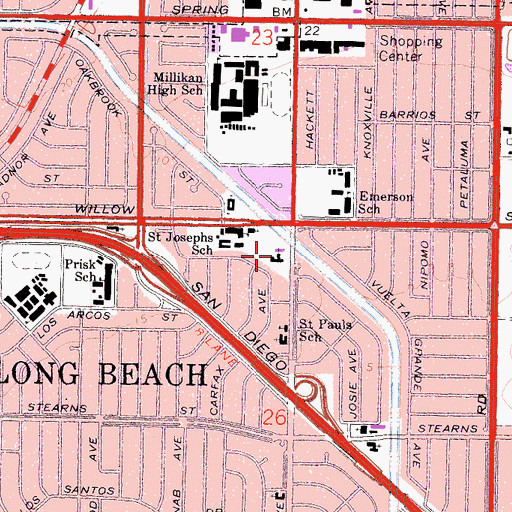 Topographic Map of Palo Verde Avenue Christian Church, CA