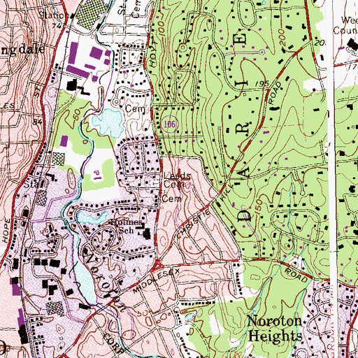 Topographic Map of Leads Cemetery, CT
