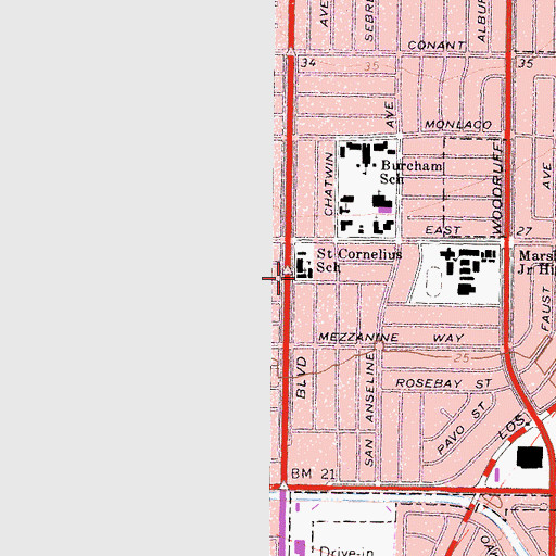 Topographic Map of Saint Cornelius Church, CA